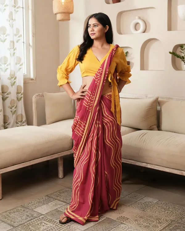 Pink_Cotton_Waves_H_Block_Printed_Mul_Saree_With_Tassels_For_Women